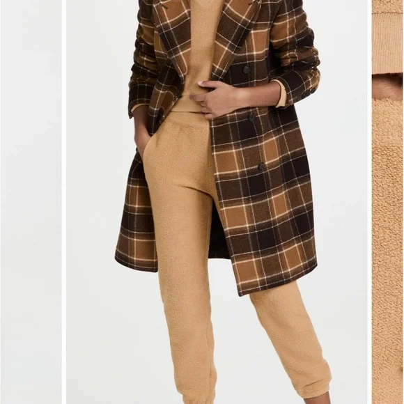 Monrow Teddy Fleece Slouchy Sweatpants in Latte color jogger sweat - Picture 10 of 12